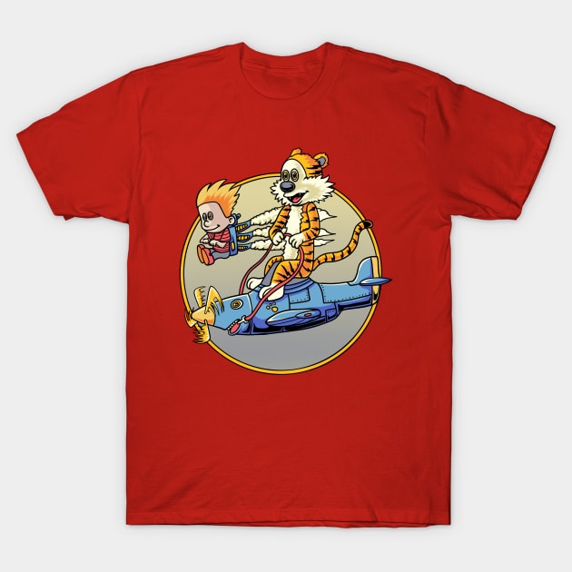 Calvin and Hobbes Pilot Helicopter T-Shirt by inhistime5783